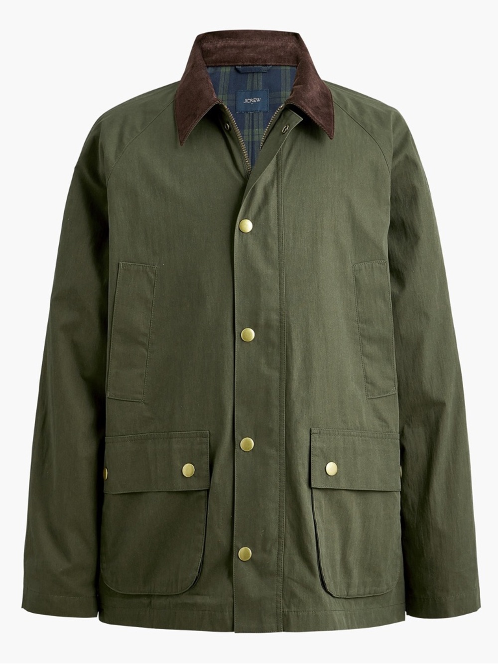 J. Crew Olive Green Field Jacket with Brown Corduroy Collar NWT